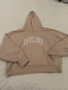 Women's Cream Beige 'OFFLINE' Hoodie Sweatshirt